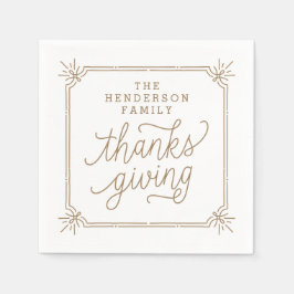 Servilleta De Papel Marco Rústico Personalizado Acción de Gracias Fami