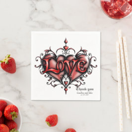 Servilleta De Papel Marco Steampunk con rosas y engranajes rojos