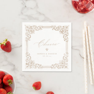 Servilleta De Papel Marco Vintage neutro Elegante Boda de Saludos