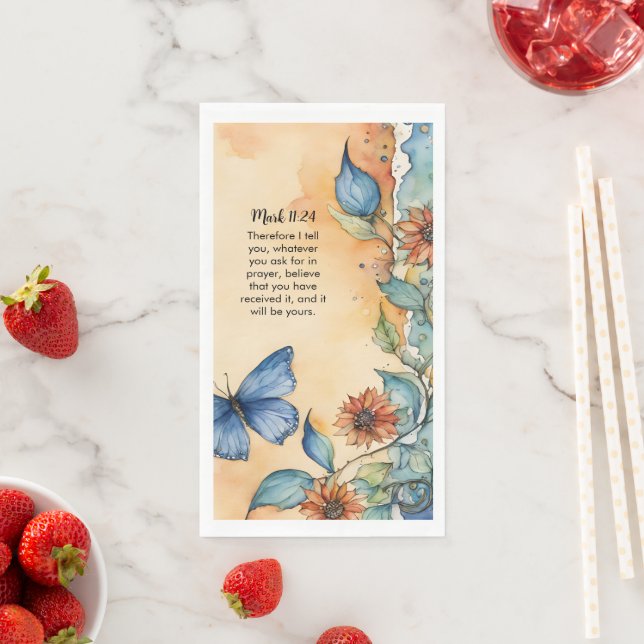 Servilleta De Papel Marcos 11:24 Biblia cristiana Verse Image (In situ)