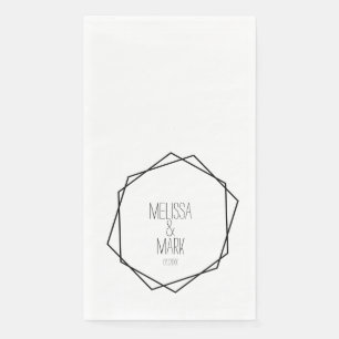 Servilleta De Papel Marcos Geométricos para Bodas Negro Blanco