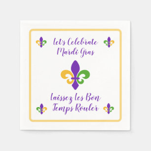 Servilleta De Papel Mardi Gras Buen Tiempo Verde Oro Púrpura Fleur de
