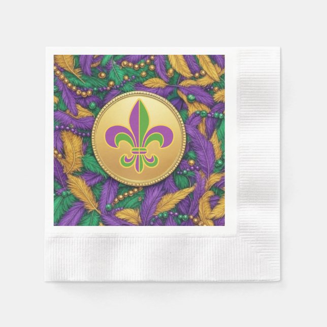 Servilleta De Papel Mardi Gras Fleur de lis (Anverso)