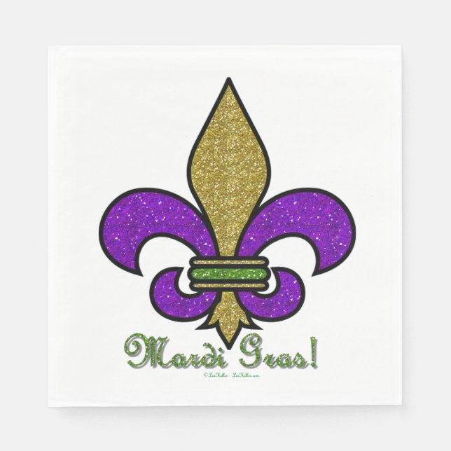 Servilleta De Papel Mardi Gras Fleur De Lis (Anverso)