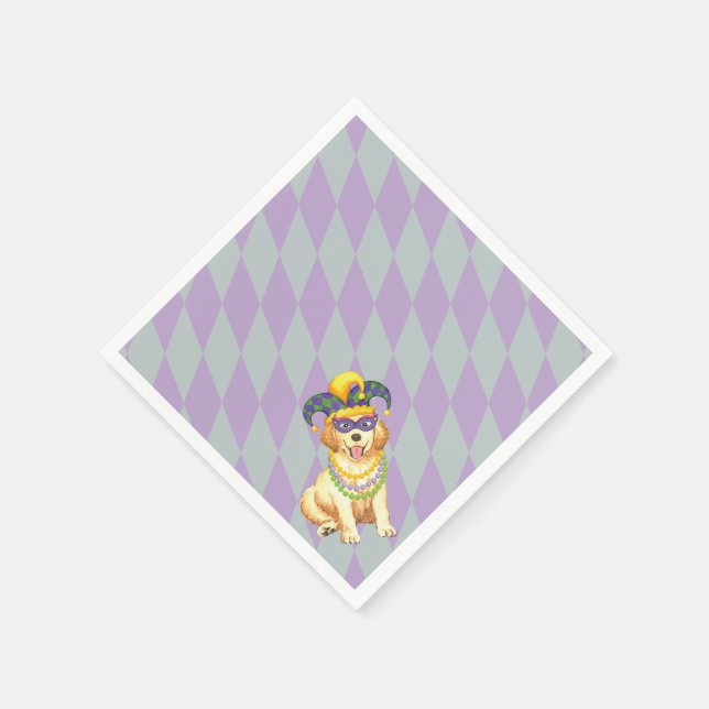 Servilleta De Papel Mardi Gras Golden Retriever (Borde)