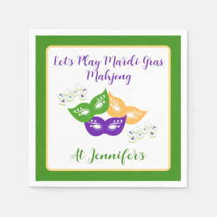 Servilleta De Papel Mardi Gras Mahjong PERSONALIZA Verde Dorado Purpur