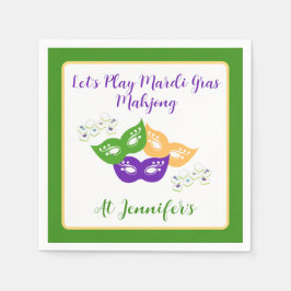 Servilleta De Papel Mardi Gras Mahjong PERSONALIZE Green Gold Purple