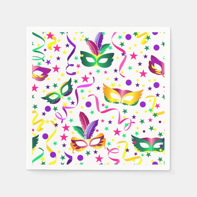 Servilleta De Papel Mardi Gras Masks (Anverso)