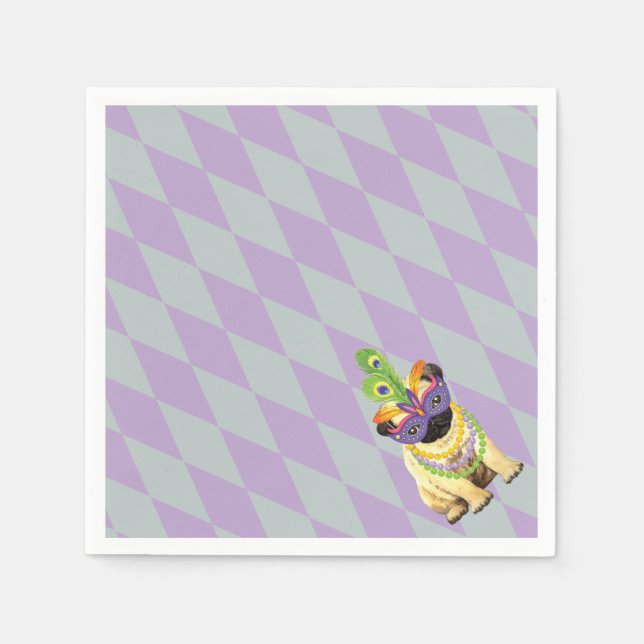 Servilleta De Papel Mardi Gras Pug (Anverso)