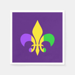 Servilleta De Papel Mardi Gras verde violeta amarilla