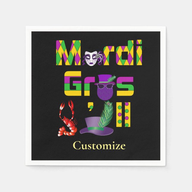 Servilleta De Papel Mardi Gras Y'all Thunder_Cove (Anverso)