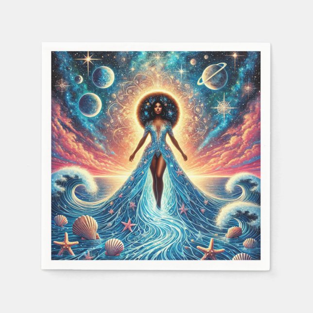 Servilleta De Papel Marea celeste: Diosa del Océano y las estrellas" (Anverso)