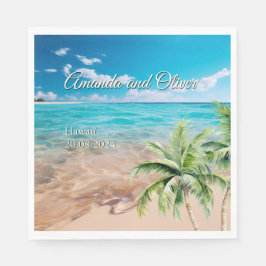 Servilleta De Papel Marea turquesa Tropical Palm Tree Beach Wedding