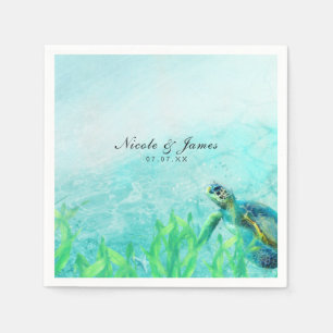 Servilleta De Papel Marea Turtle Ocean Beach Art Elegante Boda