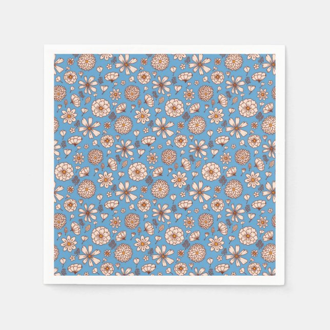 Servilleta De Papel Mareo sin foco Patrón floral azul (Anverso)