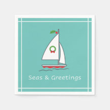 Mares y saludos Vacaciones Náuticas Napkin Seafoam