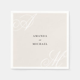 Servilleta De Papel Marfil Beige Moderno Edge Elegante Boda Monograma
