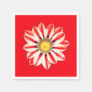 Servilleta De Papel Margarita Africana / Gazania - Rayada de Rojo y Bl
