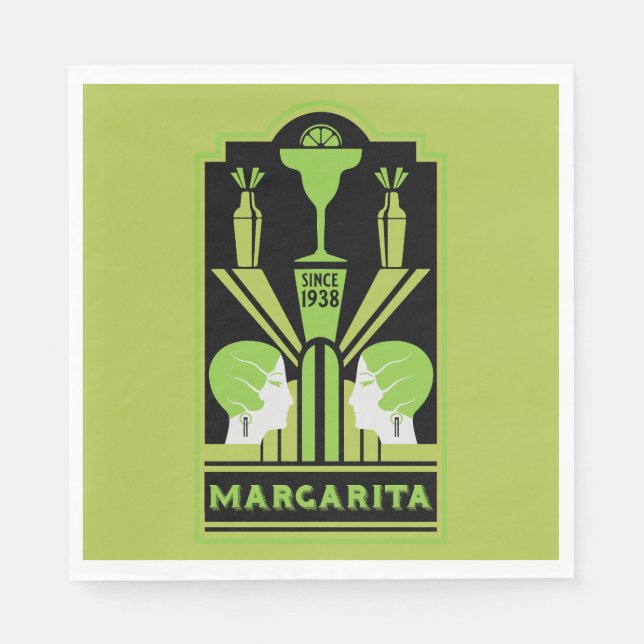 Servilleta De Papel Margarita Art Deco Cocktail (Anverso)