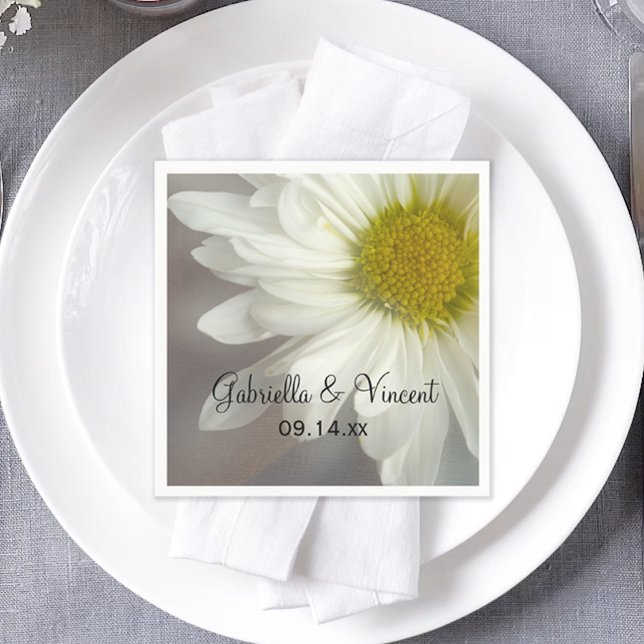 Servilleta De Papel Margarita Blanca Suave sobre Boda Gris (Subido por el creador)