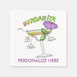 SERVILLETA DE PAPEL MARGARITA RECIPE COCKTAIL ART