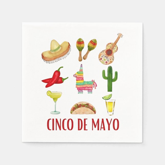 Servilleta De Papel Margarita Y Bow Coquette Cinco De Mayo (Anverso)
