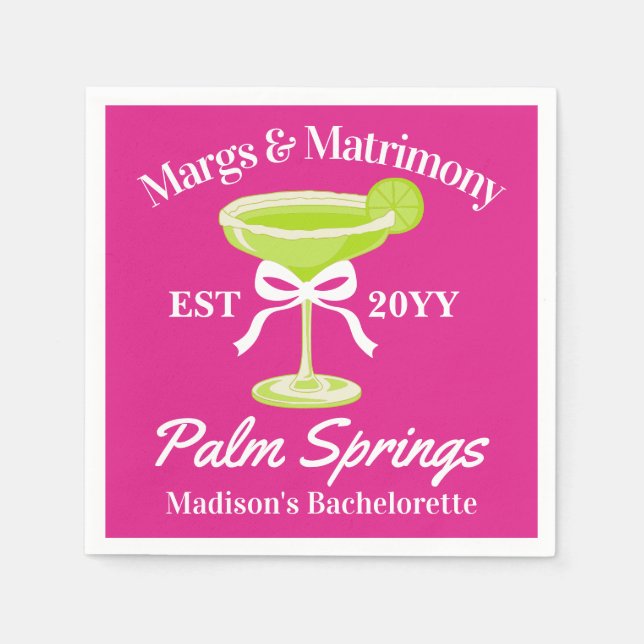 Servilleta De Papel Margaritas Bachelorette Party (Anverso)
