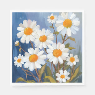 Servilleta De Papel Margaritas Blancas Flores Acuarela Pintadas