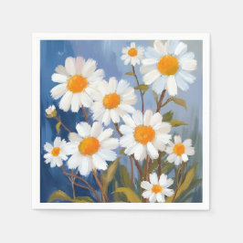 Servilleta De Papel Margaritas Blancas Flores Acuarela Pintadas