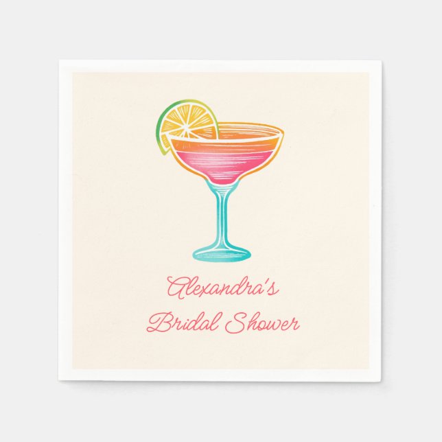 Servilleta De Papel Margs and Matrimony Retro Cocktail Bridal Shower (Anverso)