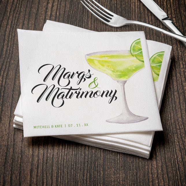 Servilleta De Papel Margs & Matrimonia Verdes Margarita Ducha de novia (Margs & Matrimony Green Margarita Bridal Shower Napkins
)