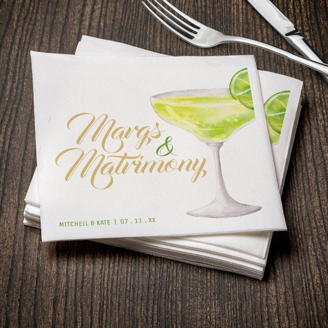 Servilleta De Papel Margs & Matrimony Green & Gold Bridal Shower (Margs & Matrimony Green & Gold Bridal Shower Napkins
)