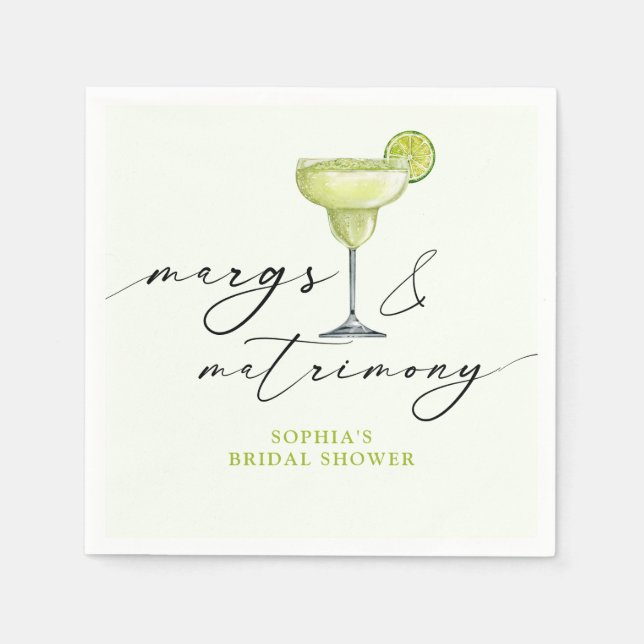 Servilleta De Papel Margs & Matrimony Green Lime Bridal Shower (Anverso)