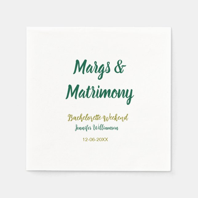 Servilleta De Papel Margs y matrimonio agregar nombre fecha despedida  (Anverso)