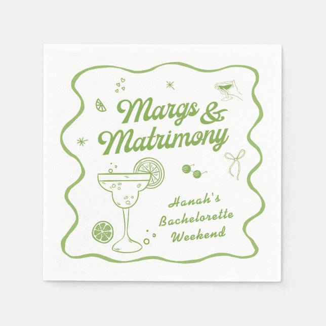 Servilleta De Papel Margs y Matrimonio Despedida de Soltera (Anverso)