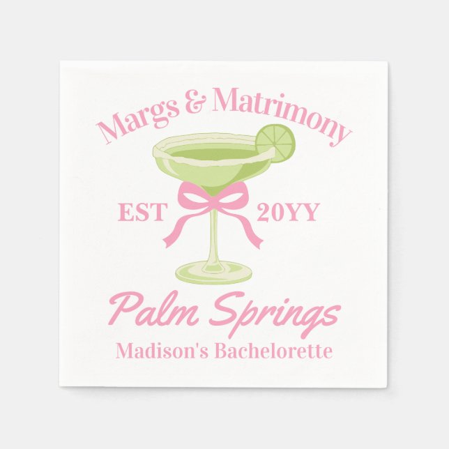 Servilleta De Papel Margs y Matrimonio Margaritas Despedida de Soltera (Anverso)