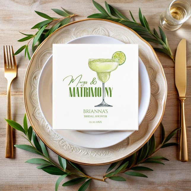 Servilleta De Papel Margs y matrimonios despedida de soltera monograma (Margs and matrimony bridal shower monogrammed napkins personalized napkins custom table decor)