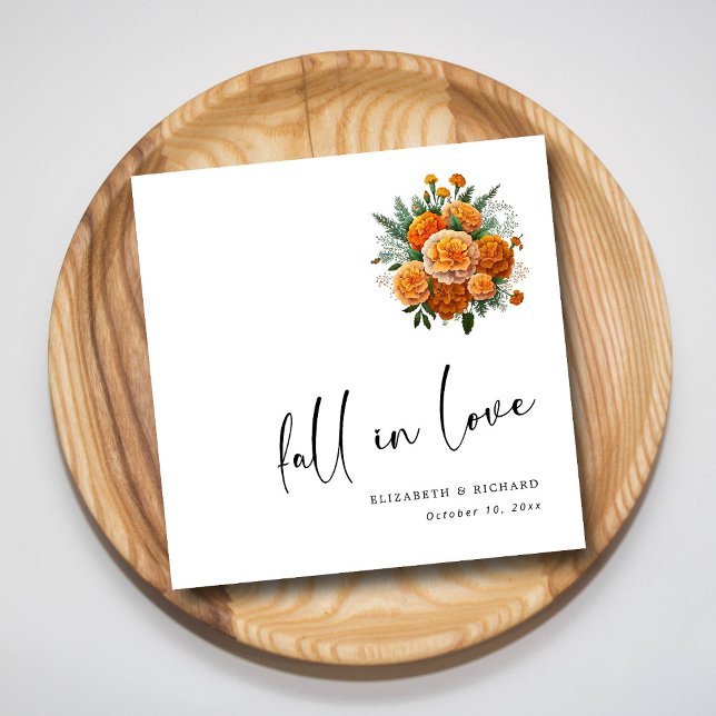 Servilleta De Papel Marigold Romance: Personalizado cae en amor Boda (Marigold Romance Custom Fall in Love Wedding Napkins)