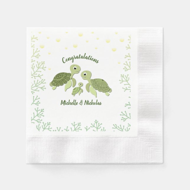 Servilleta De Papel Marihuana Tortuga Baby Shower White Napkins (Anverso)