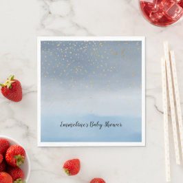 Servilleta De Papel Marina Blue Gold Stars Sky Watercolor