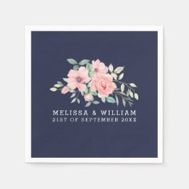 Servilleta De Papel Marina Boda Floral Rubor Watercolor