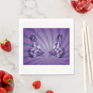 Servilleta De Papel Mariposa Abstracta Morada con Alas Radiantes