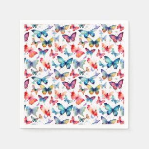 Servilleta De Papel Mariposa Acuarela Colorido Patrón de Verano