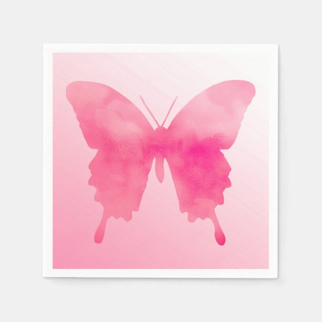 Servilleta De Papel Mariposa acuarela - Fuchsia y rosa (Anverso)
