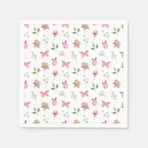 Servilleta De Papel Mariposa acuática Flora Flora Rosa Blanco Baby Sho