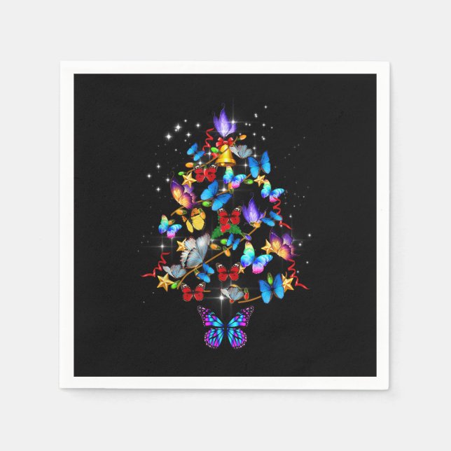 Servilleta De Papel Mariposa Árbol de Navidad enciende mujeres Chicas  (Anverso)