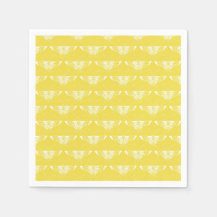 Servilleta De Papel Mariposa Art Déco estilizada - amarillo y blanco