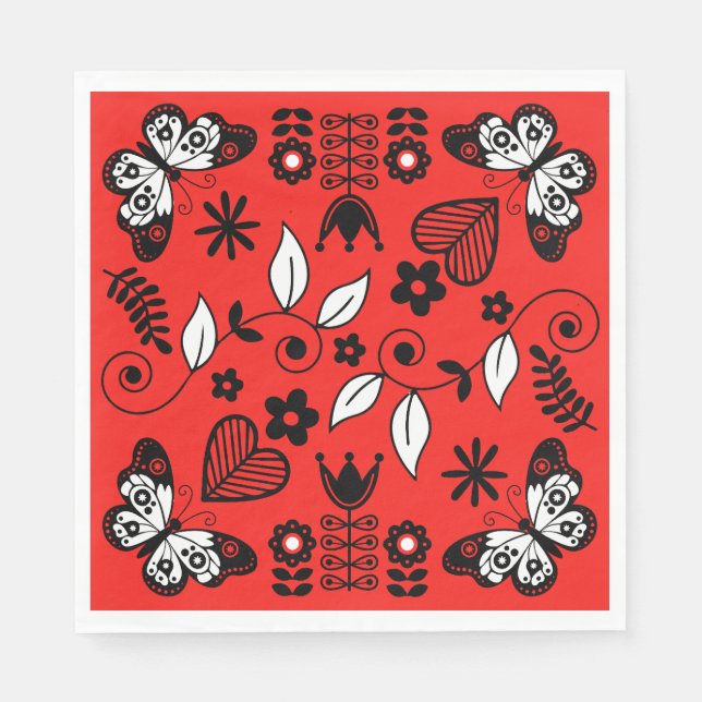 Servilleta De Papel Mariposa Arte folclórico escandinavo (Anverso)