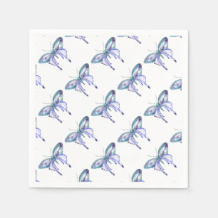 Servilleta De Papel Mariposa azul acuarela Aqua Morado