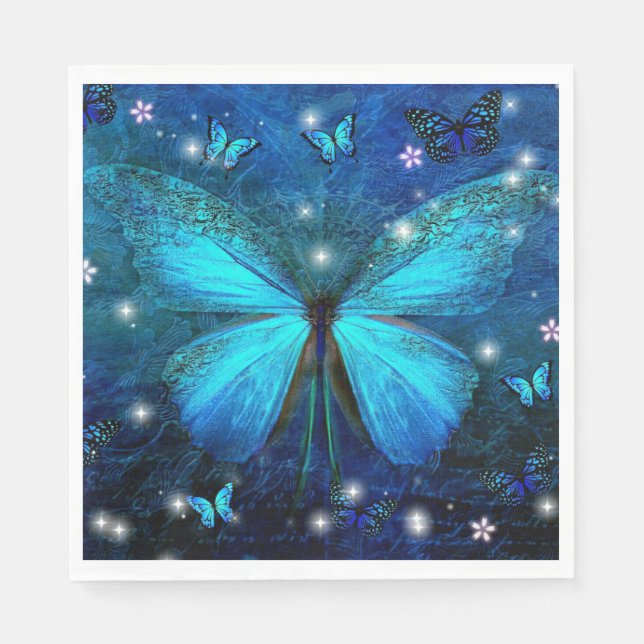 Servilleta De Papel Mariposa azul elegante (Anverso)